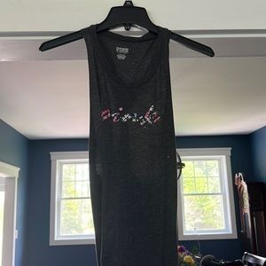 PINK Victoria's Secret Black Tank with Floral Accents